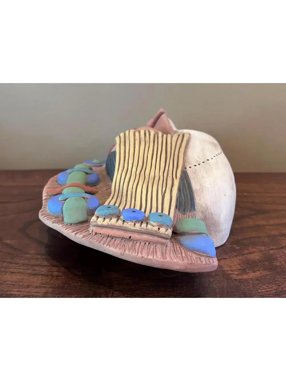 Life and Death Duality Ceramic Aztec-Inspired Mask
